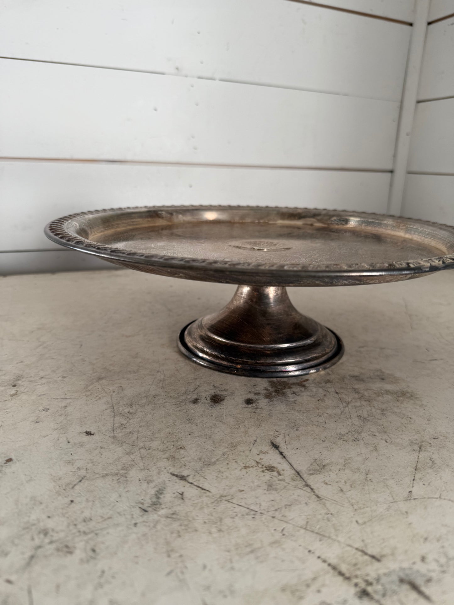 Tarnished Silver Cake Plate