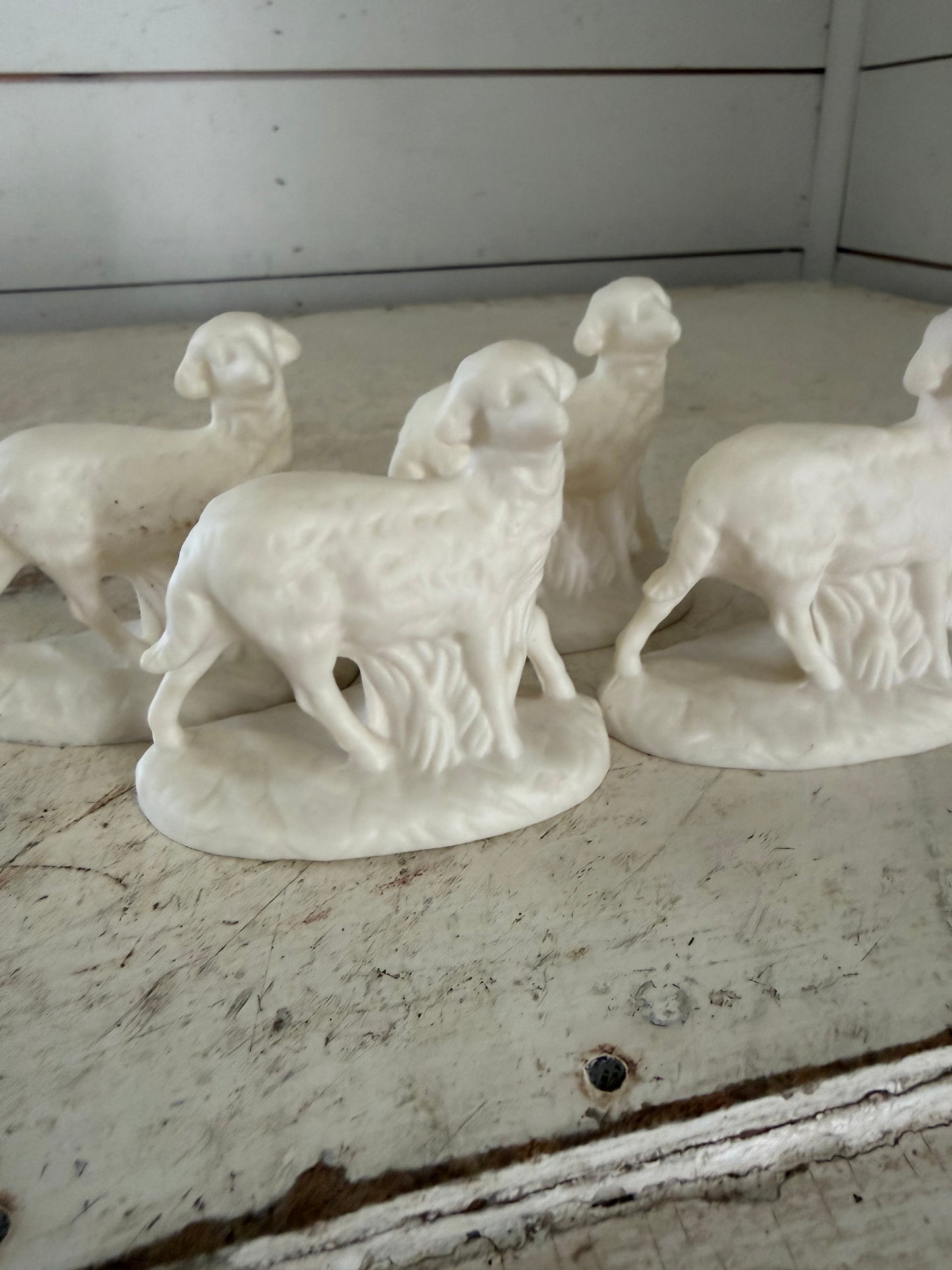 Vintage Atlantic Mold Unpainted Bisque Ceramic Nativity Figurine Sheep sold individually