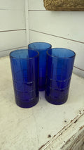 Vintage anchor hocking tartan cobalt blue glasses