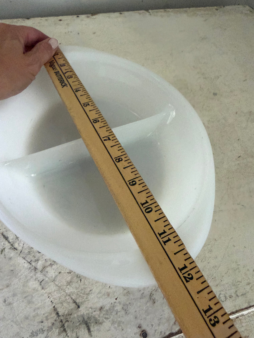 White milk class divided serving dish