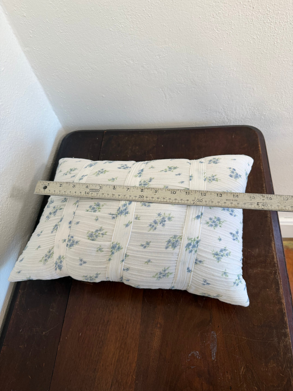Set of blue floral shabby chic style pillows