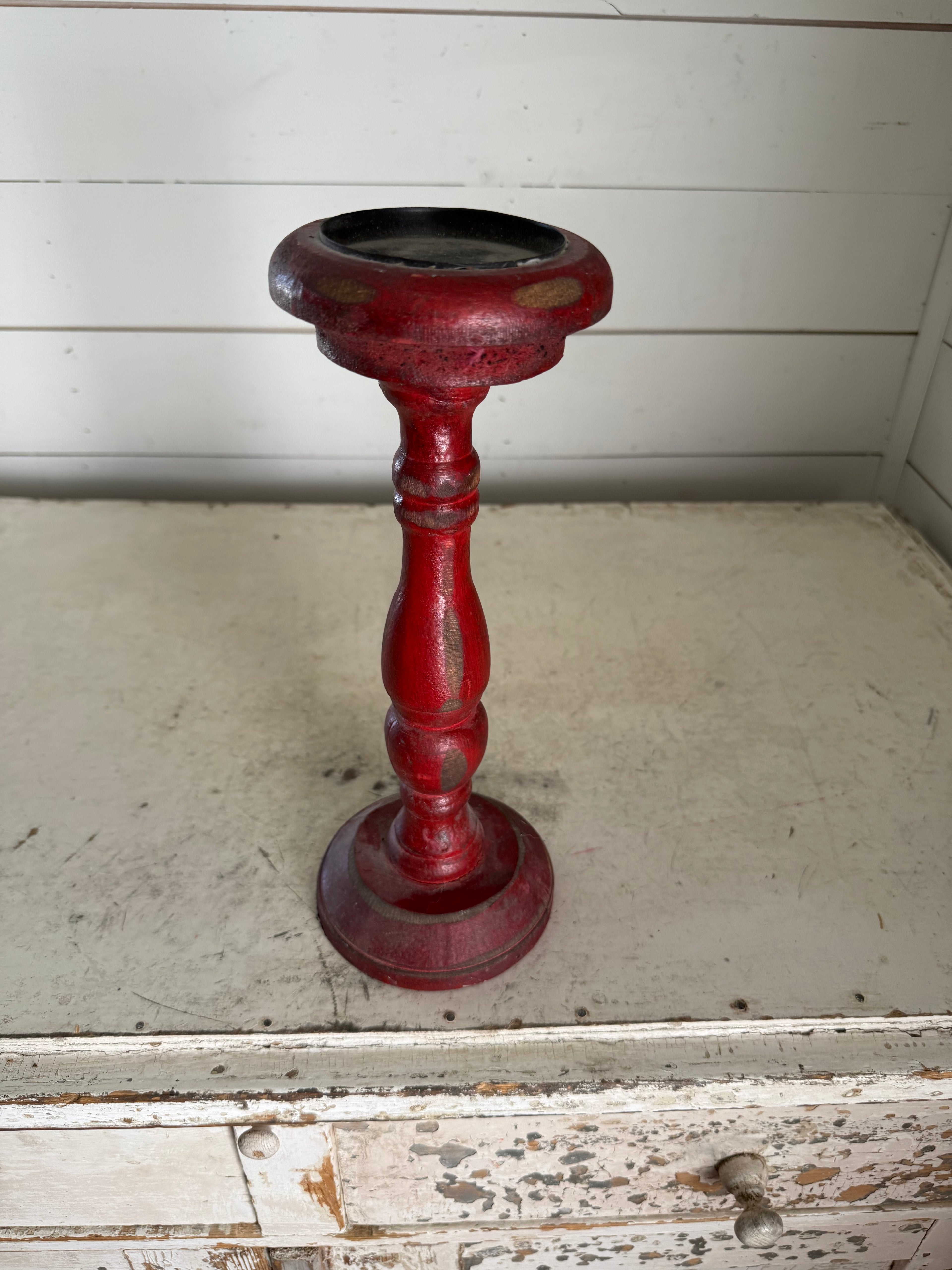 Hand turned wood candlestick