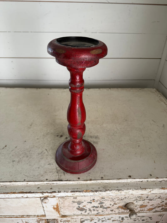 Hand turned wood candlestick