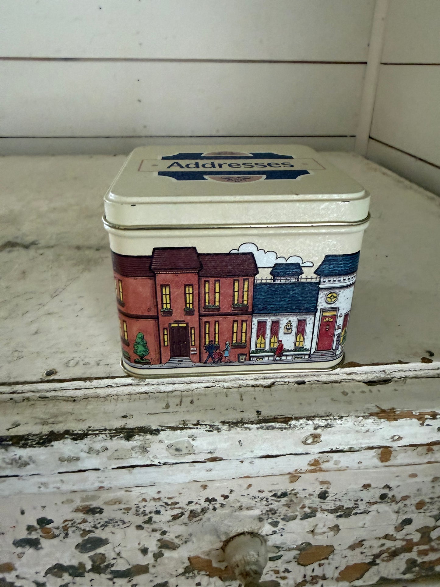 Vintage House Lined Street Addresses Tin Can