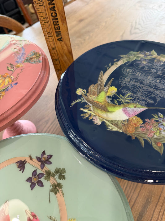 Hand Painted Floral  Pedastal Food Safe Resin on top