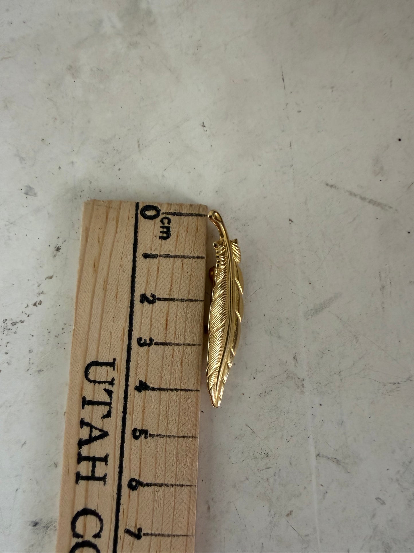 Vintage 1970s MONET Gold Tone Brushed Metal Feather Brooch