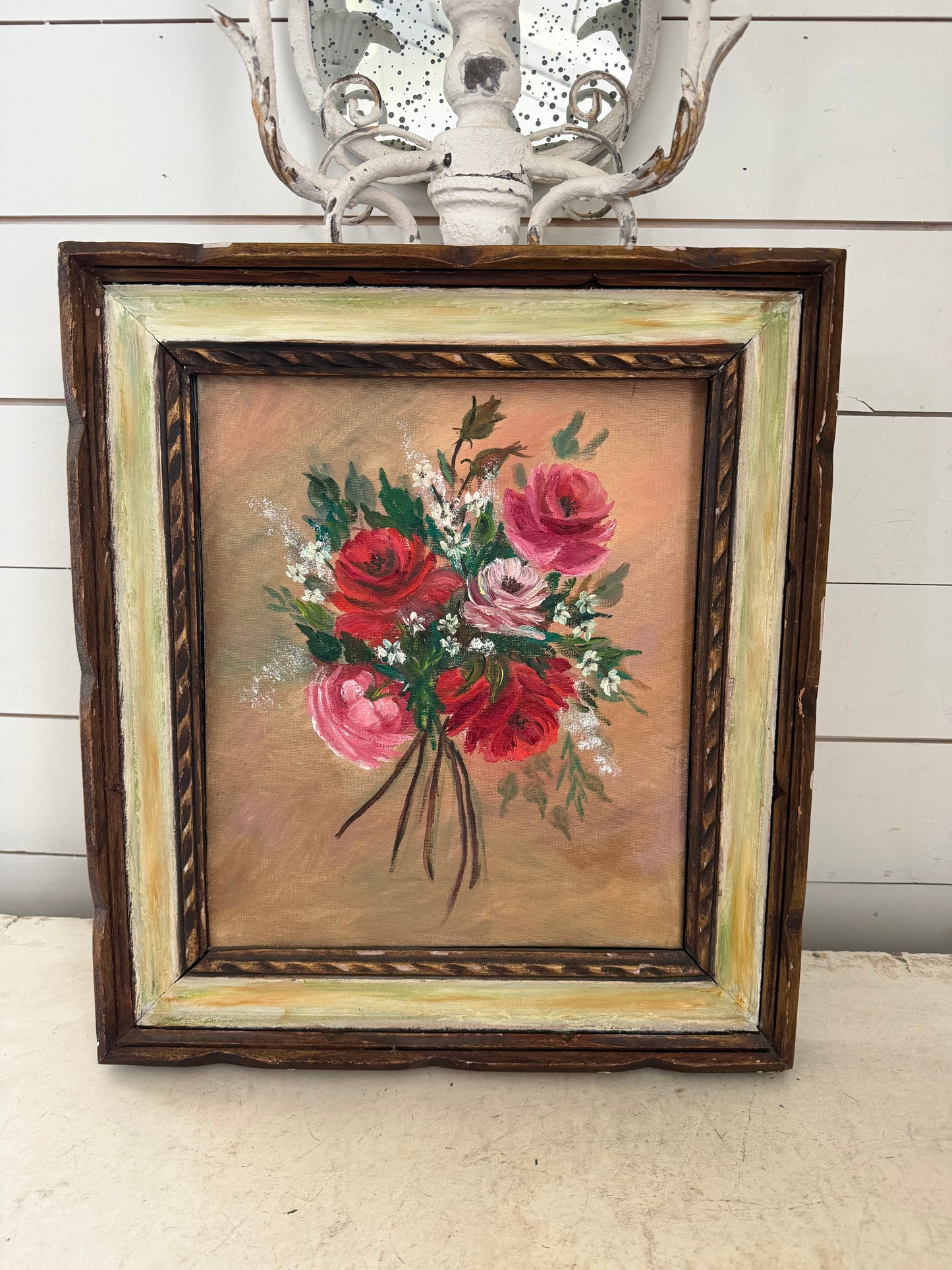 Vintage Original Floral Bouquet Framed Art