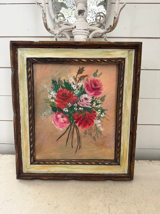 Vintage Original Floral Bouquet Framed Art