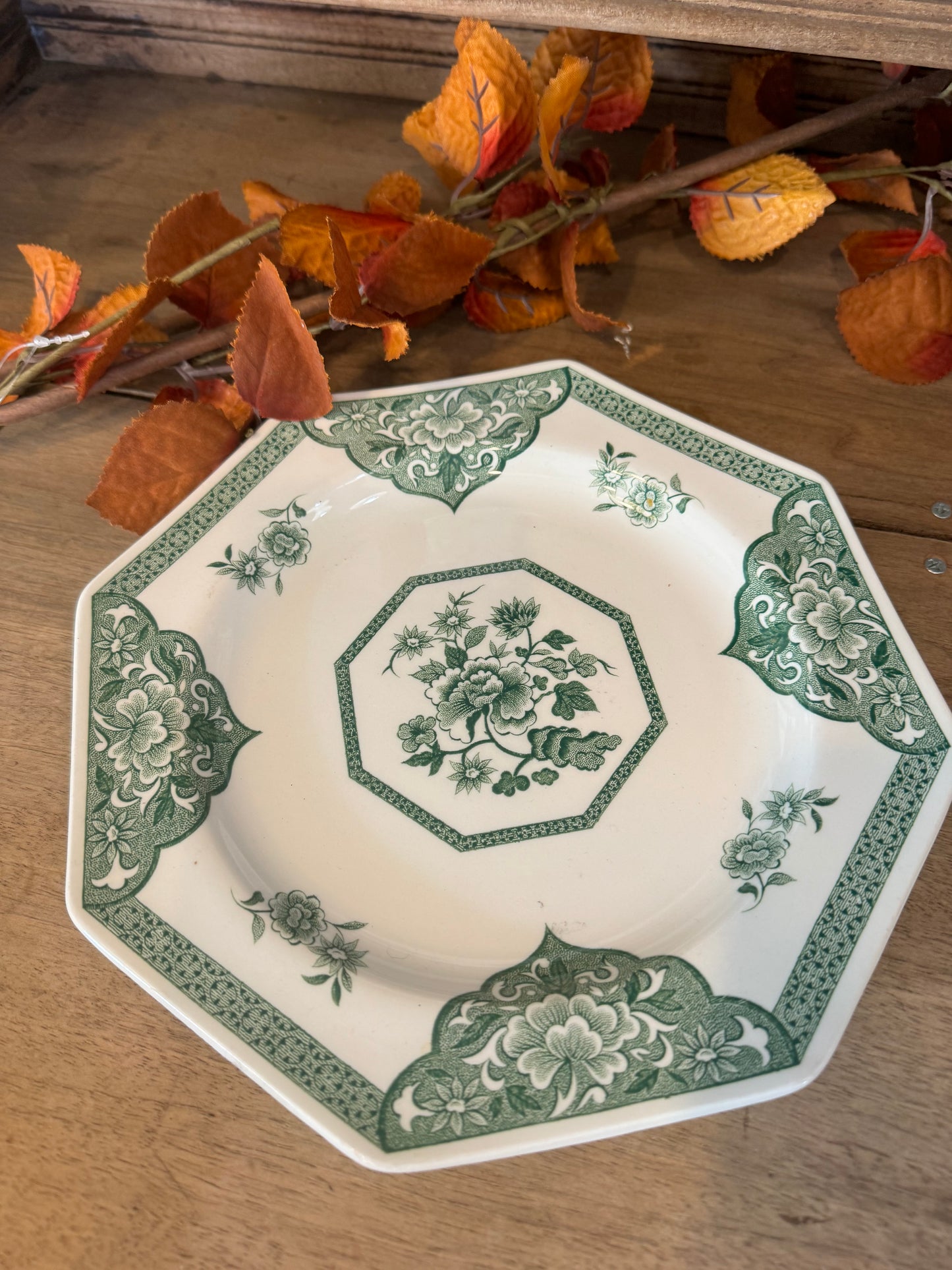 Royal Staffordshire Ironstone Green Transferware Plates - sold individually