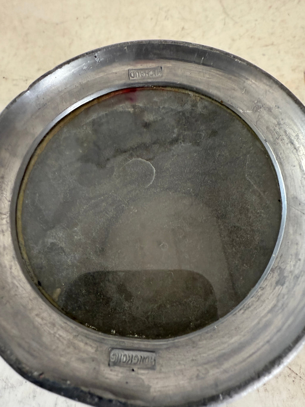 Hand Monogramed B Pewter Tankard pint with see through bottom