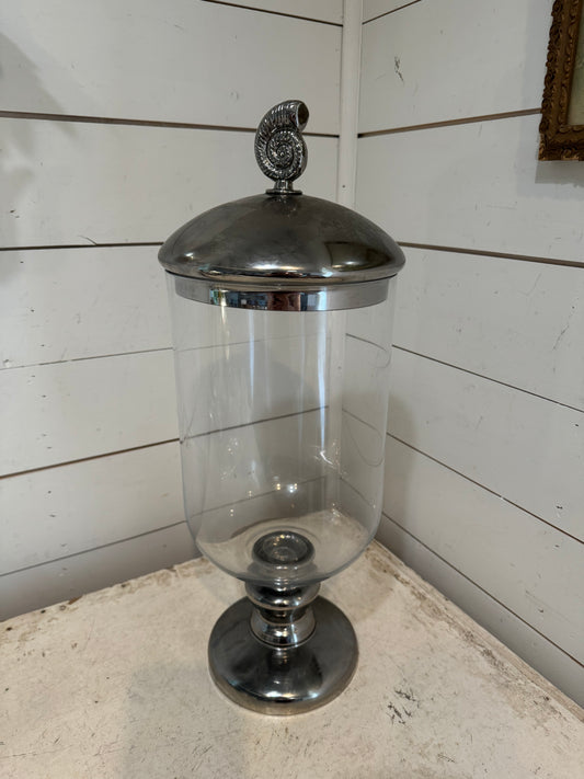 Seashell Apothecary Jar with Lid has chip we will fix