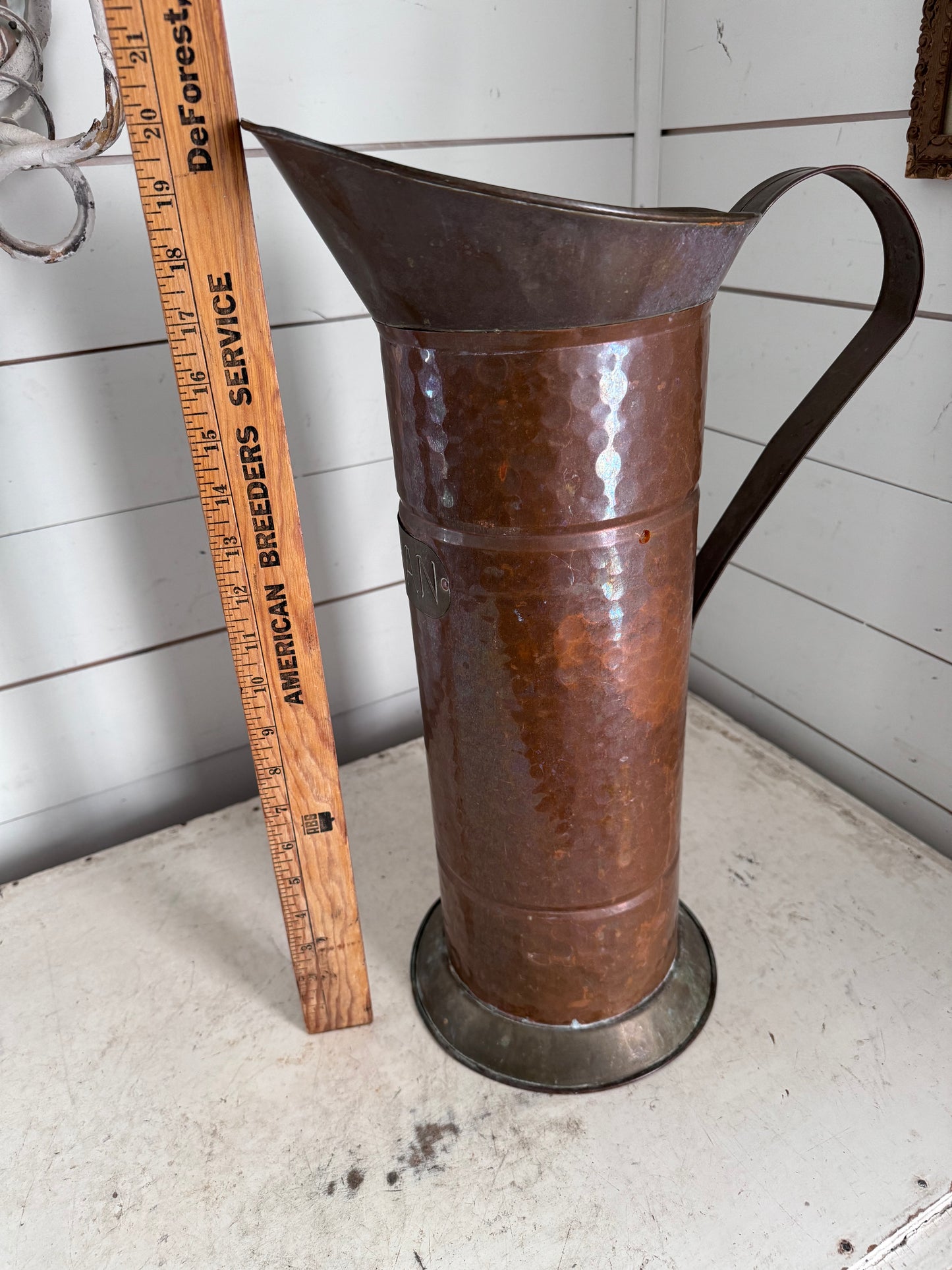 Antique 5 Kan Copper Skuttle / Umbrella Stand