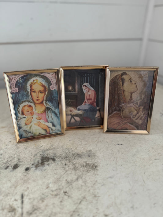 Set of 3 Mary and Child Framed Prints 3x5