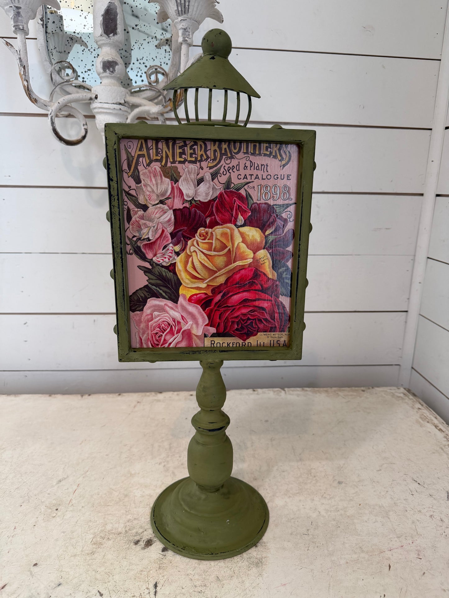 Hand painted Standing sign will floral design transfer
