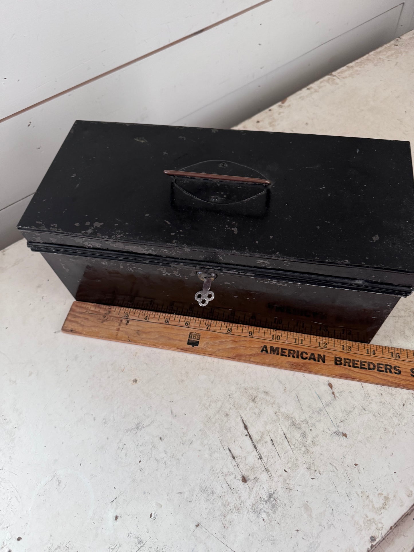 Antique Strong Box With Functioning Lock and Key