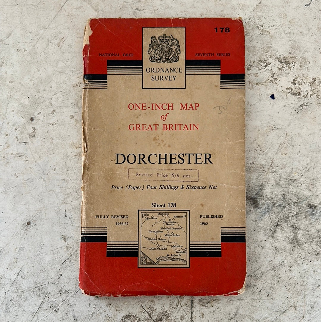 Large Red Ordinance Survey printed on paper Dorchester