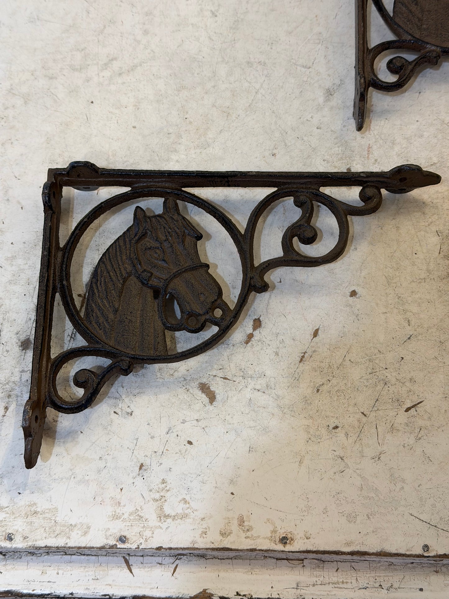 Cast Iron Horse Corner Shelf Bracket 9”