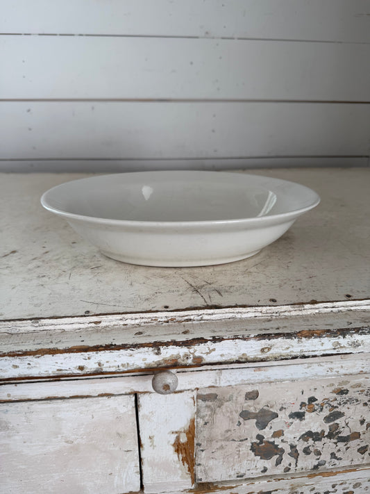 10” Antique Shanango China White Ironstone Large Oval Serving Bowl