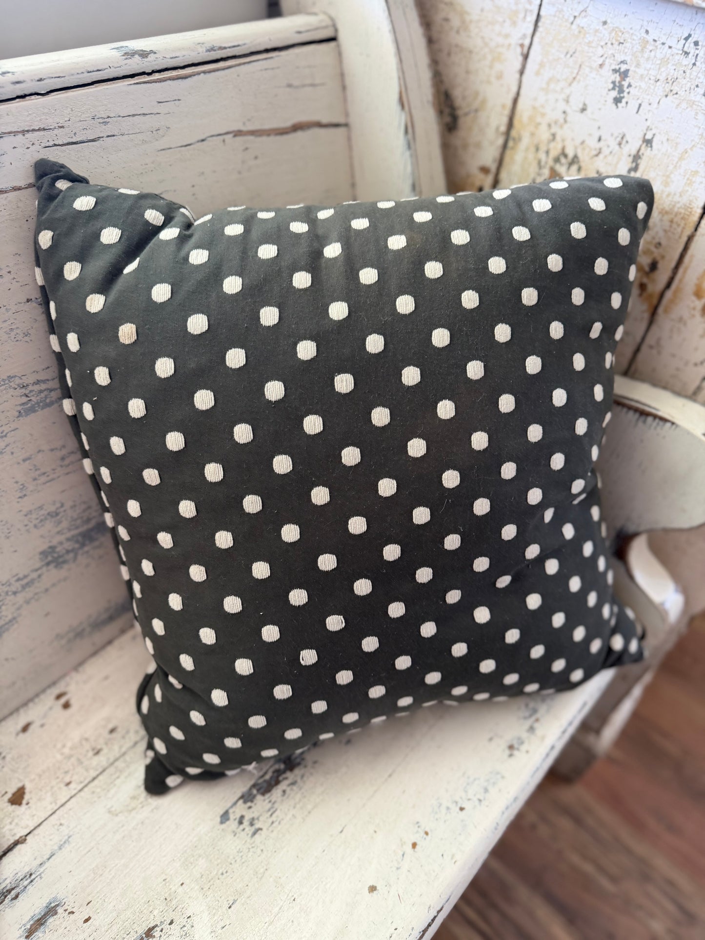 Grey and White Polka Dot Pillow