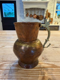 Antique Hand Hammered Copper Pitcher Jug Brass Handle 6.25"x3.75" Primitive
