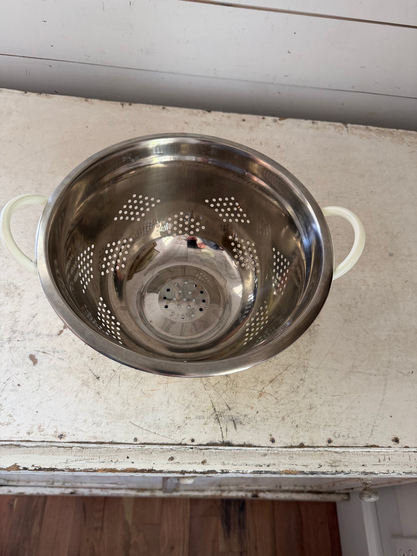 Cream Enamel Colander