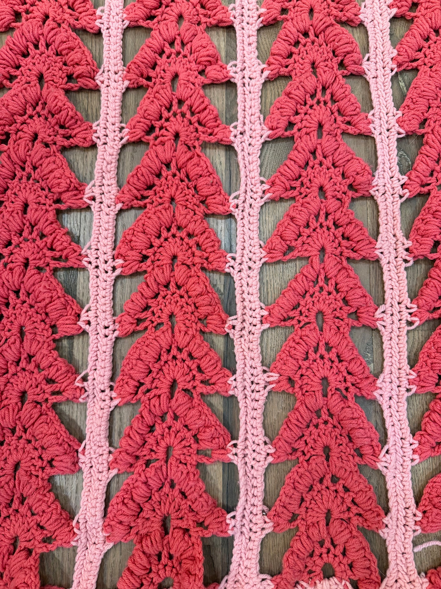 Hand Made Pink on Pink Afghan with Fringe