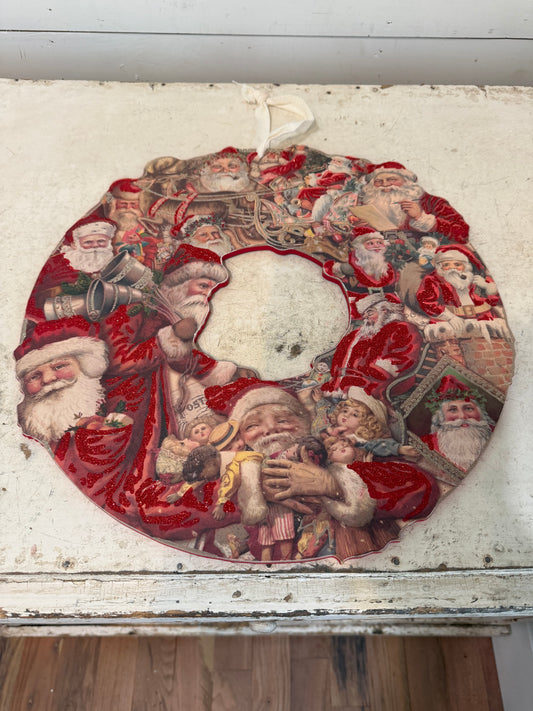 Wooden Glitter Santa Wreath