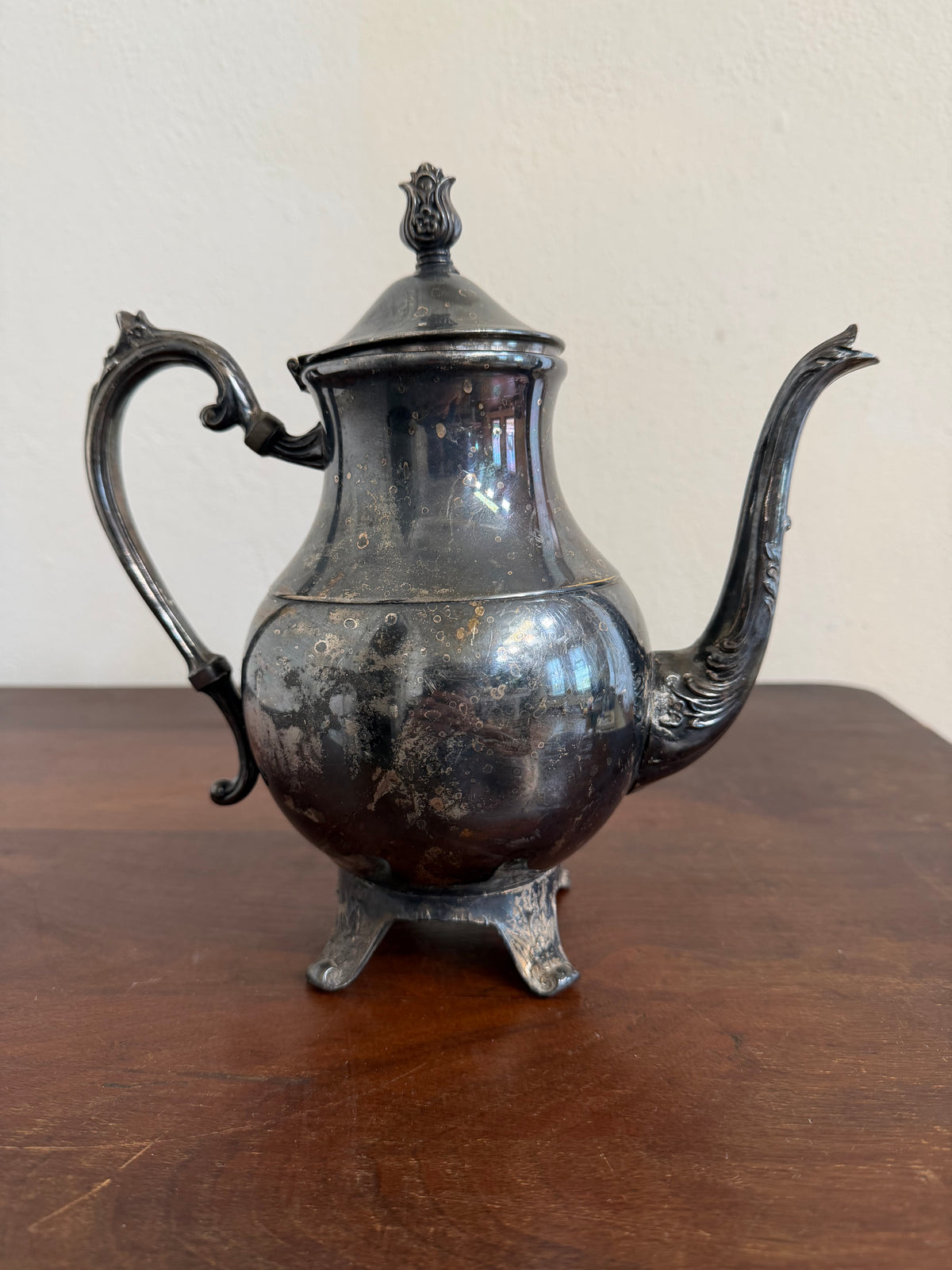 Antique F.B. Rogers Silver Company Ornate Footed Tea Pot circa 1880’s - Has some slight dents