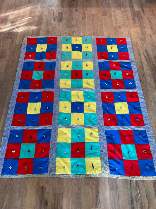 Twin Size Suqre Pieced Quilt - Polyester