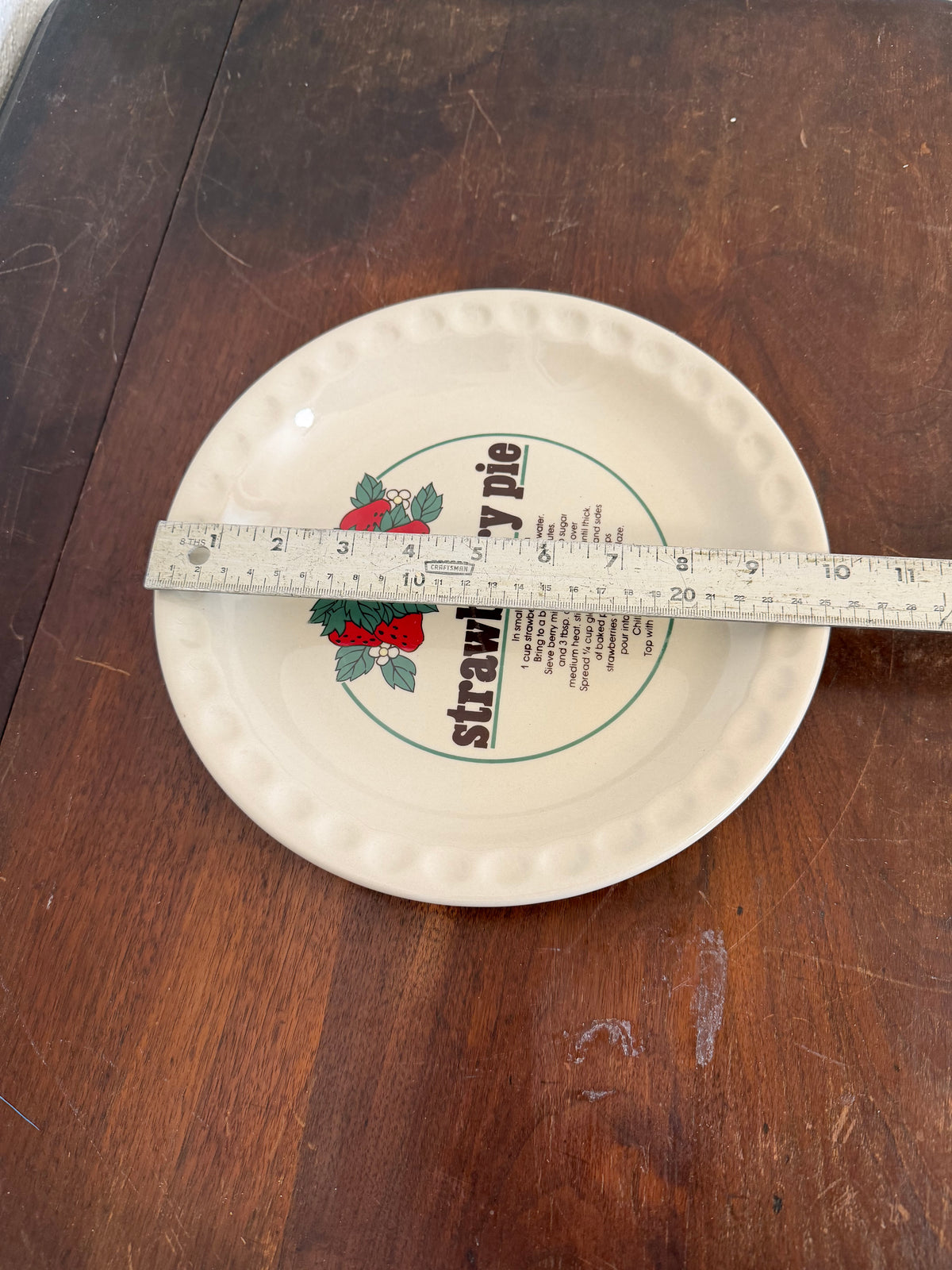 Vintage Strawberry Pie Recipe Plate