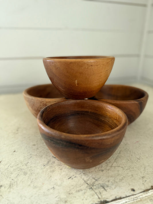 Set of four wood bowls