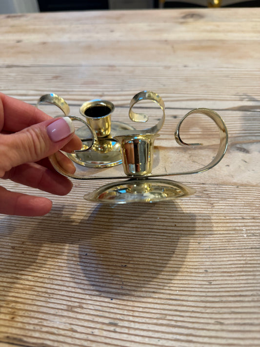 Art deco gold tone metal candle holder sold individually