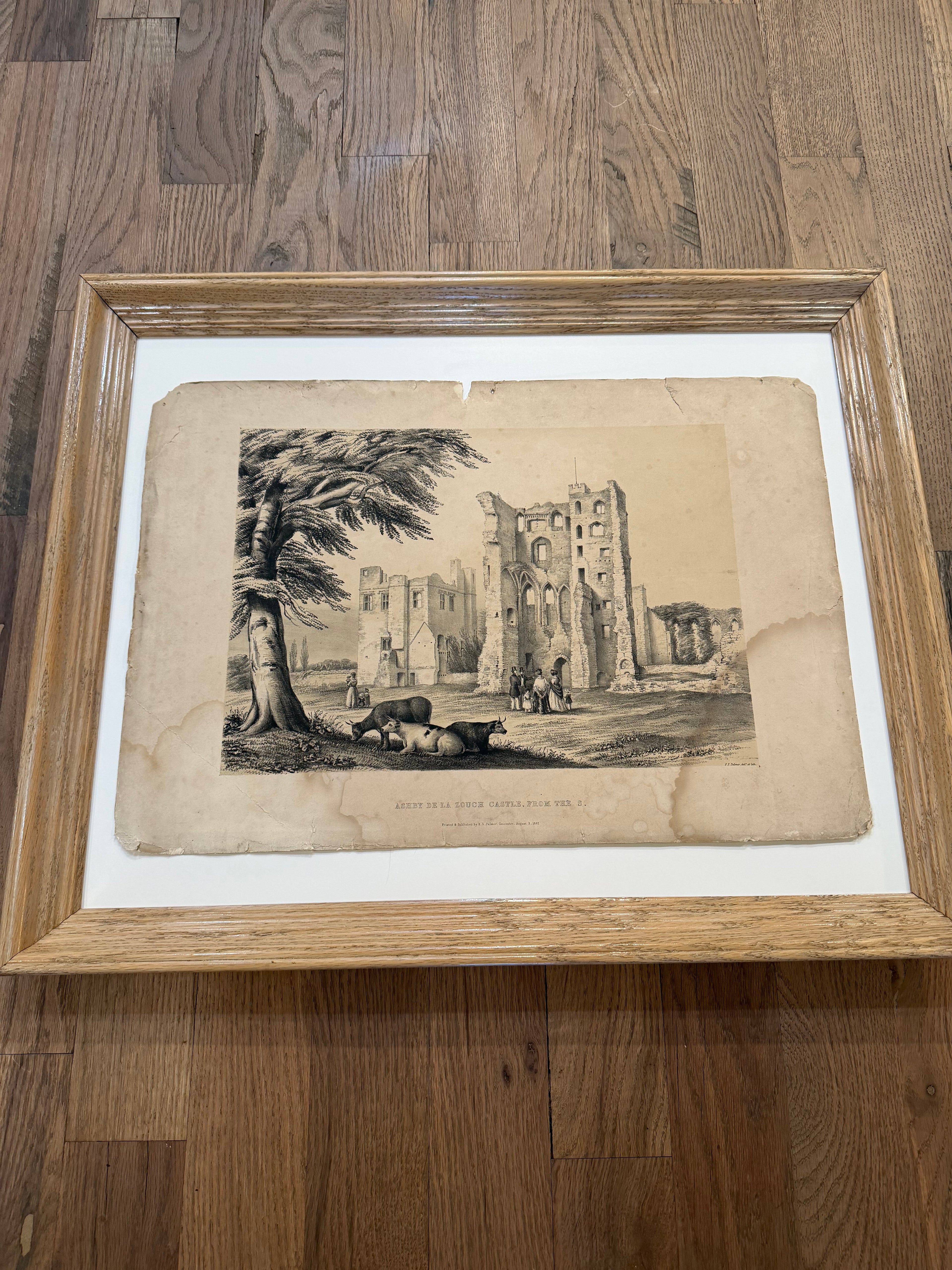 Antique Engraving of Ashby De La Zouch Castle, From The South - Printed 1842