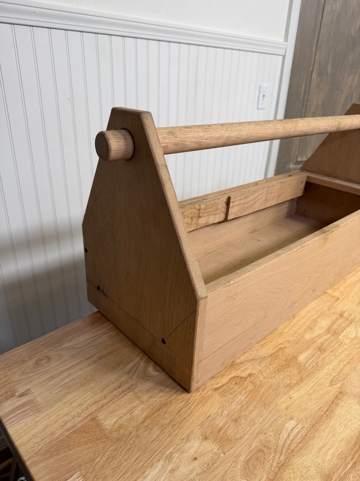Oversized Oak Handmade Carpenters Tote - Will Get Makeover 31” Long