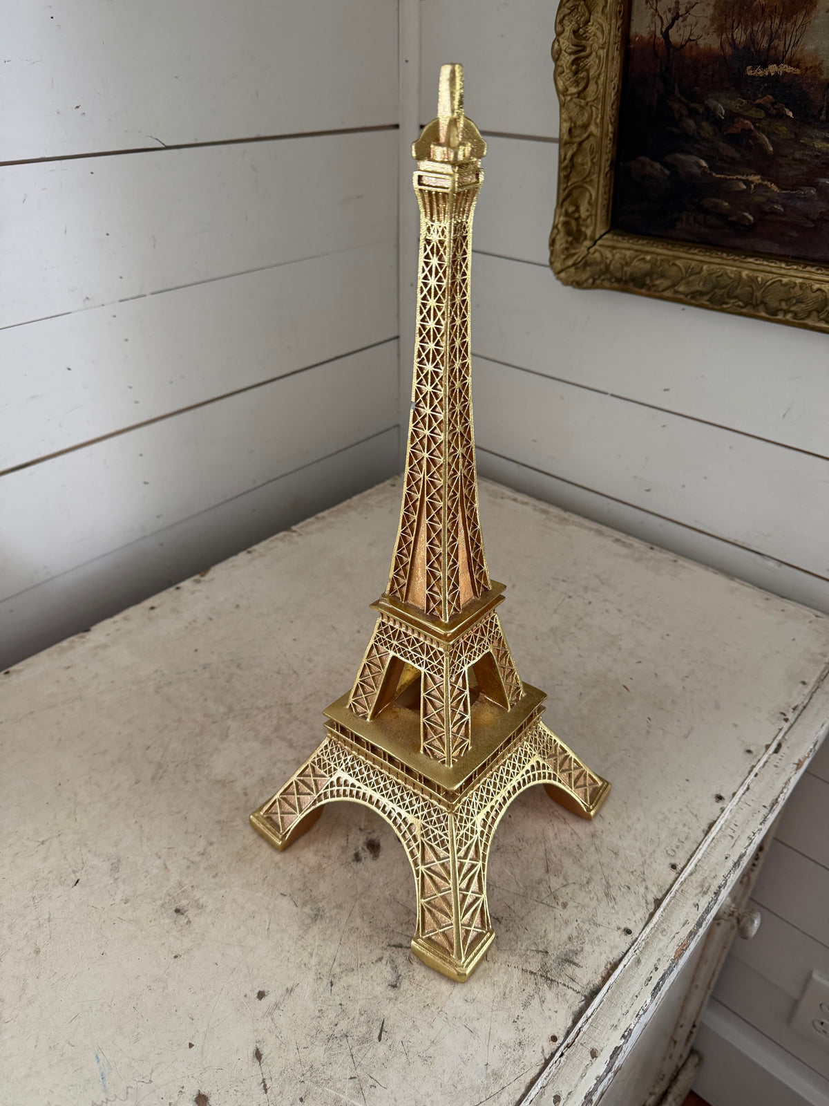 Gold Eiffel Tower statue 17.5”