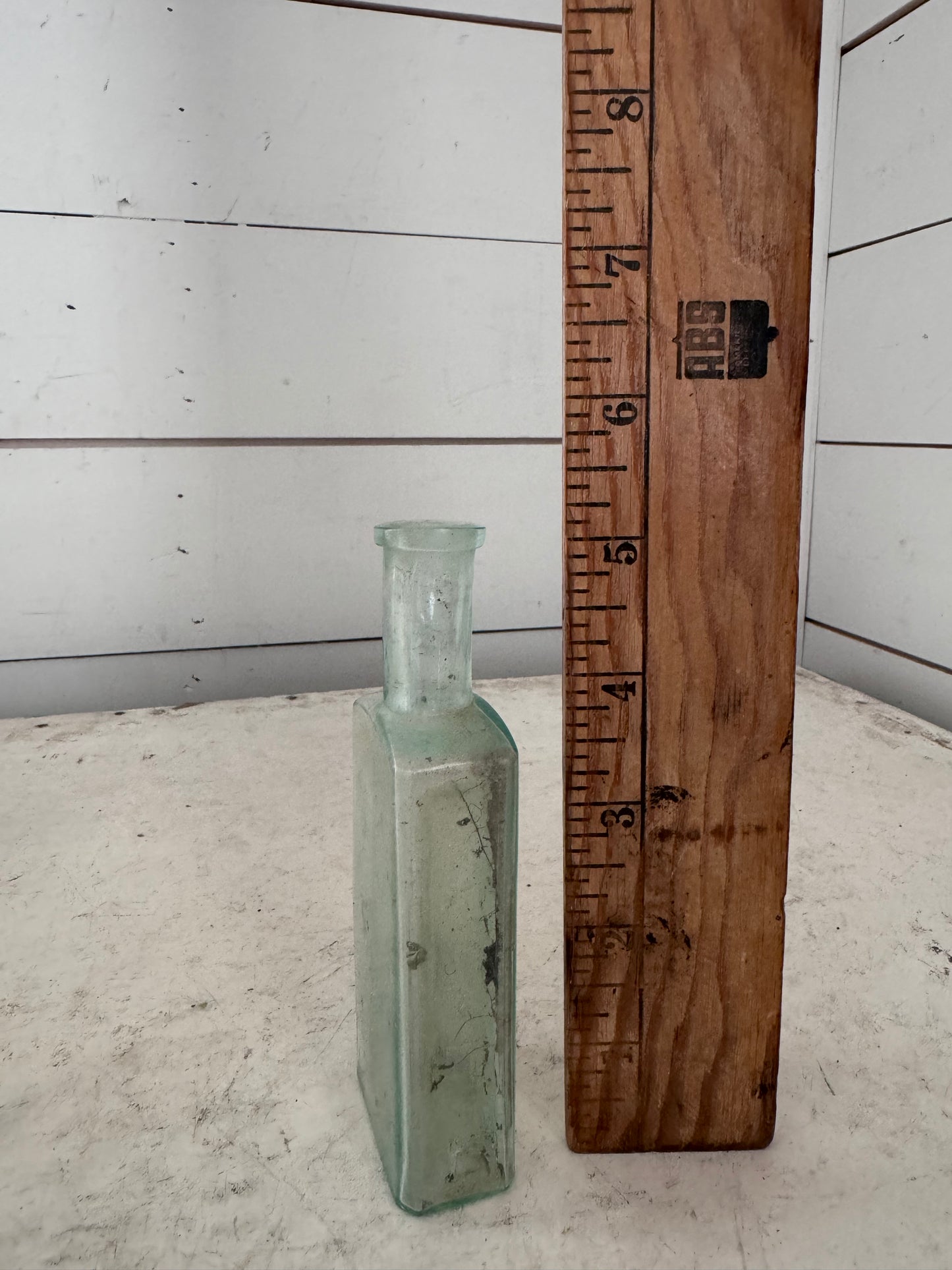 Antique Blue Glass bottle with Rectangular Body