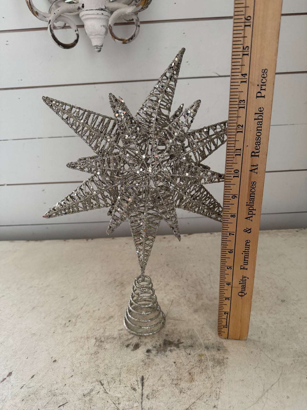 15” silver glitter tree star