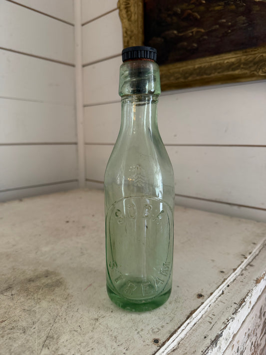 1930s blue green soda bottle