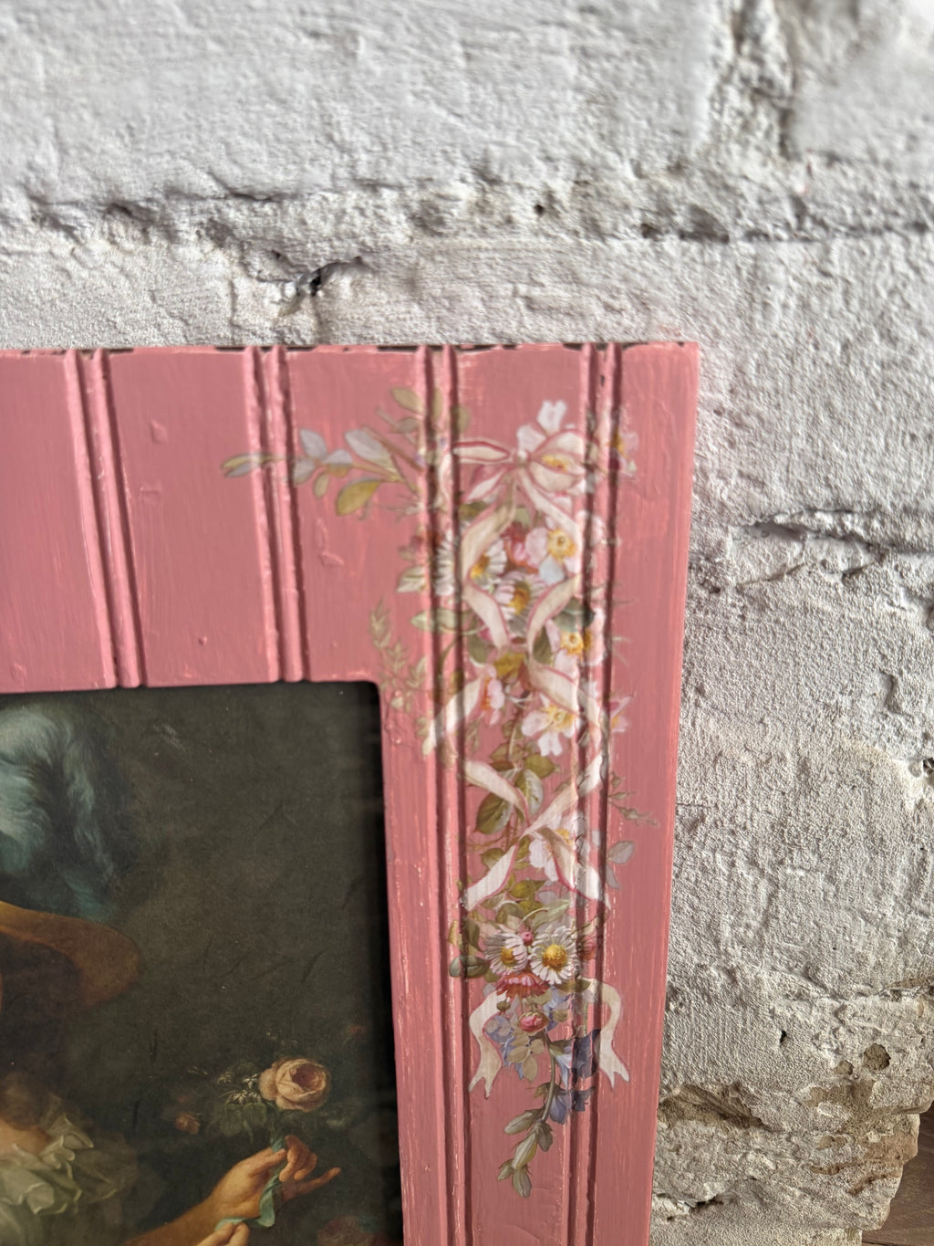 Pink Bead Board Frame with Marie Antoinette