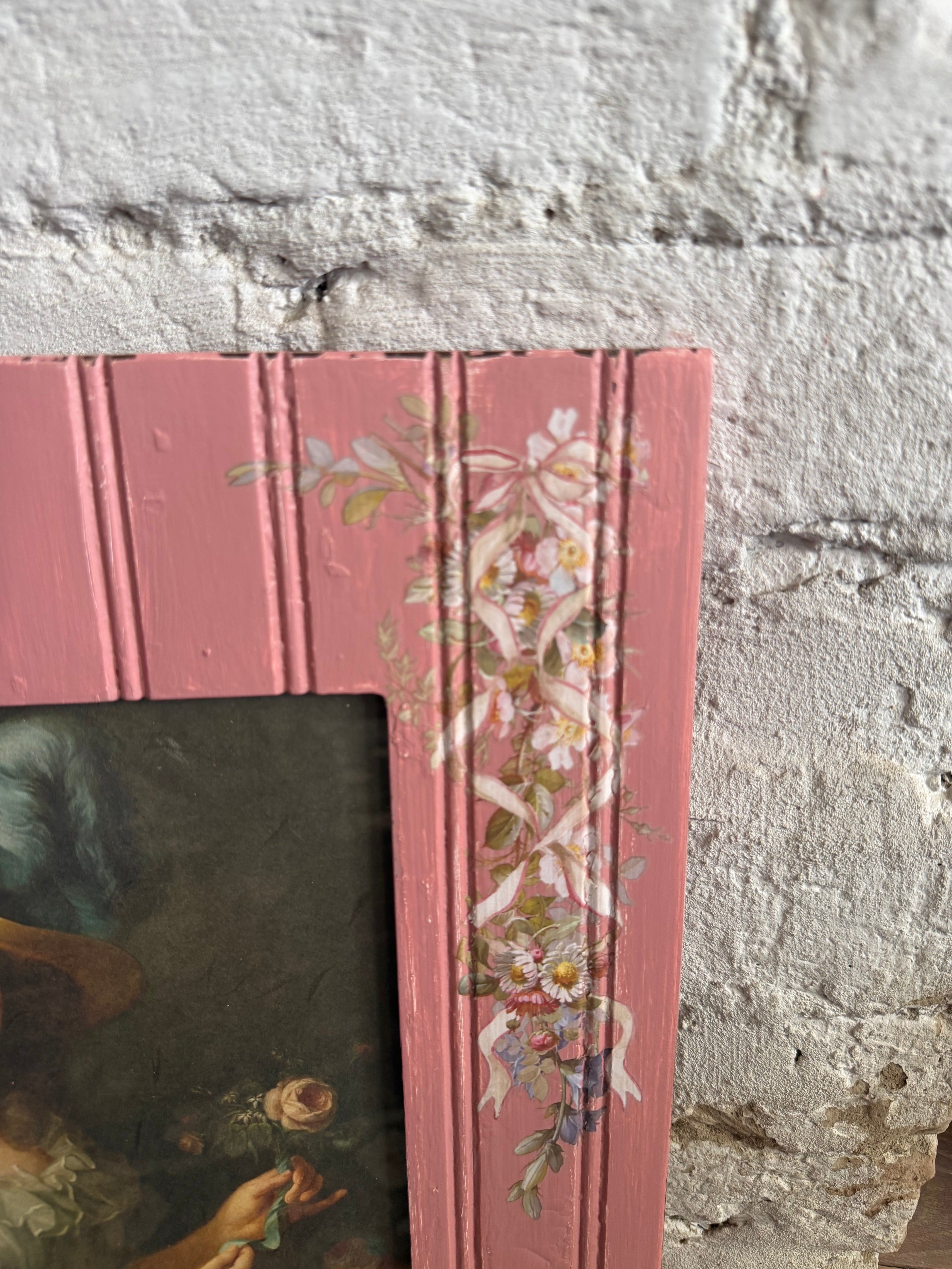 Pink Bead Board Frame with Marie Antoinette