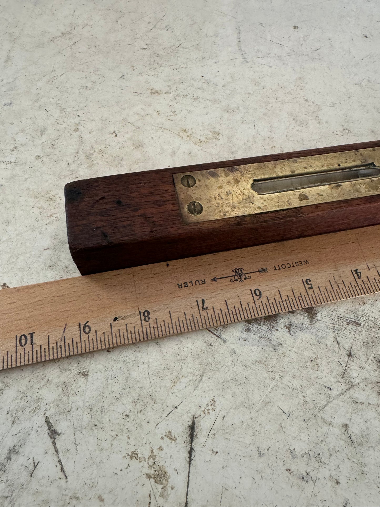 Antique English Spirit Level with Brass Feet