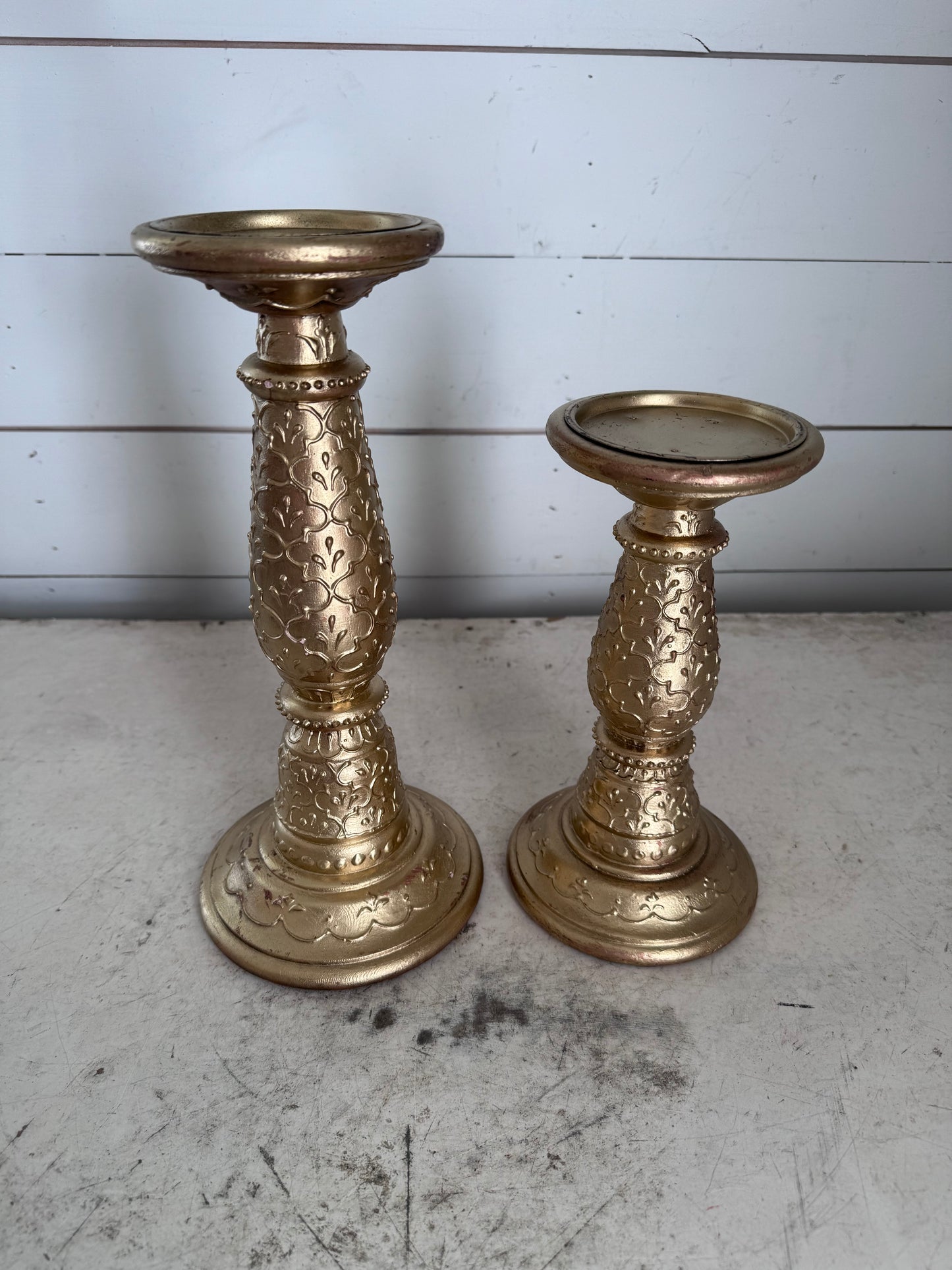 Set of 2 Gold Candlesticks