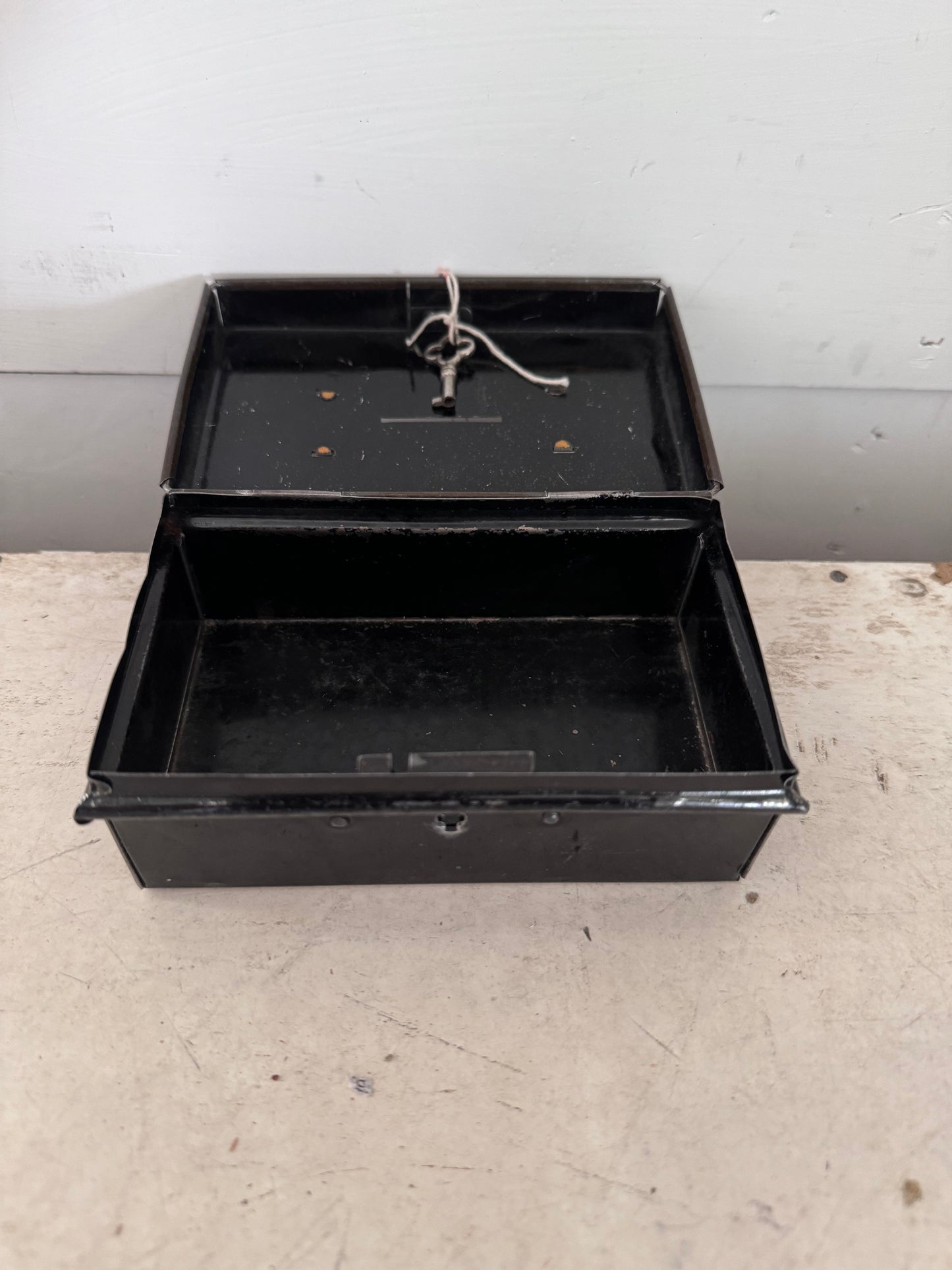 Antique metal Cash box with key