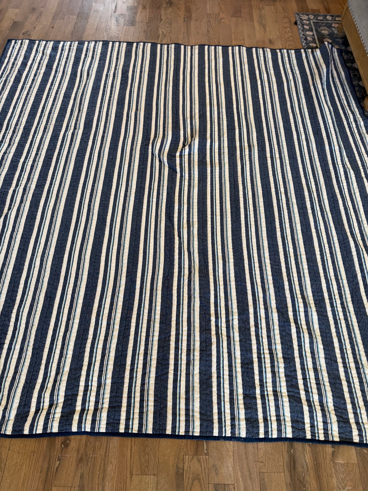 Striped Quilted Denim Quilt Full/Queen