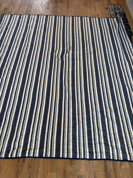 Striped Quilted Denim Quilt Full/Queen