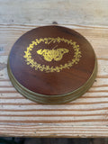 Small Round Wood Plaque With Gold Foil Butterfly