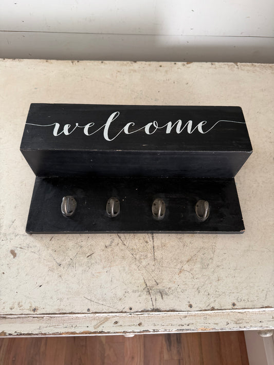 Wall mounted entryway organizer with hooks- will get makeover