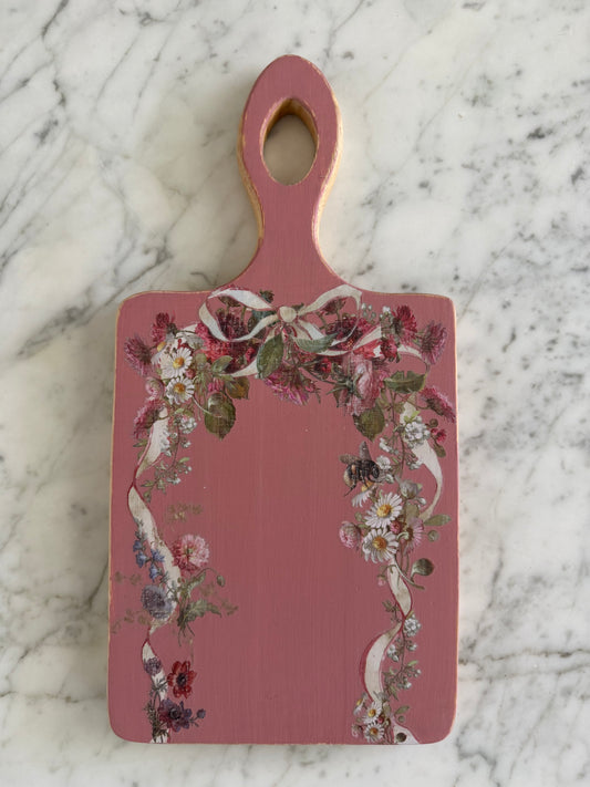 Pink floral cutting board 14” for decor