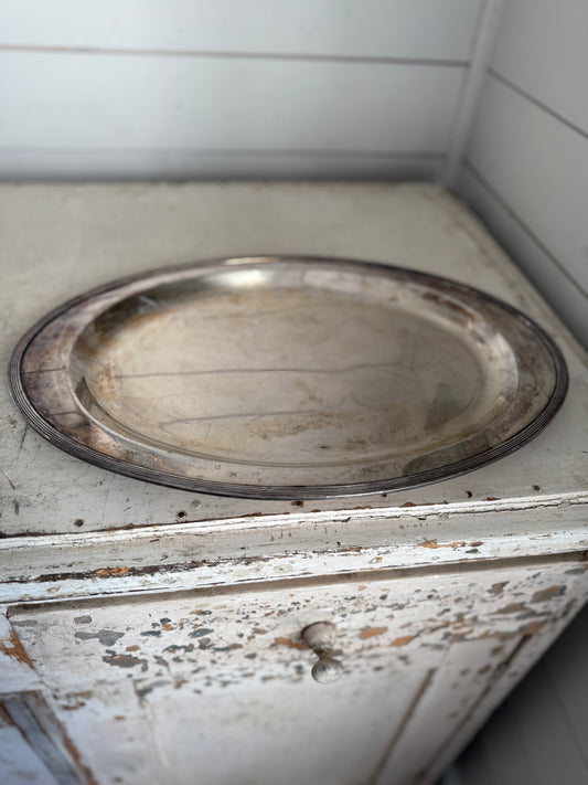 Oval silverplate serving platter