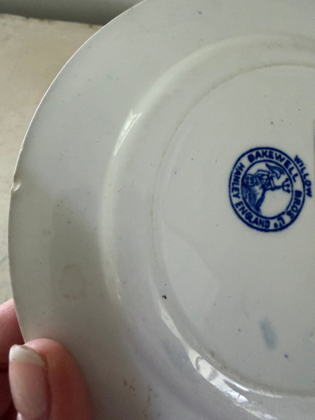 Vintage Bakewell Brothers Blue Willow Bread and Butter Plate Blue and White Willow Ware Hanley England as is